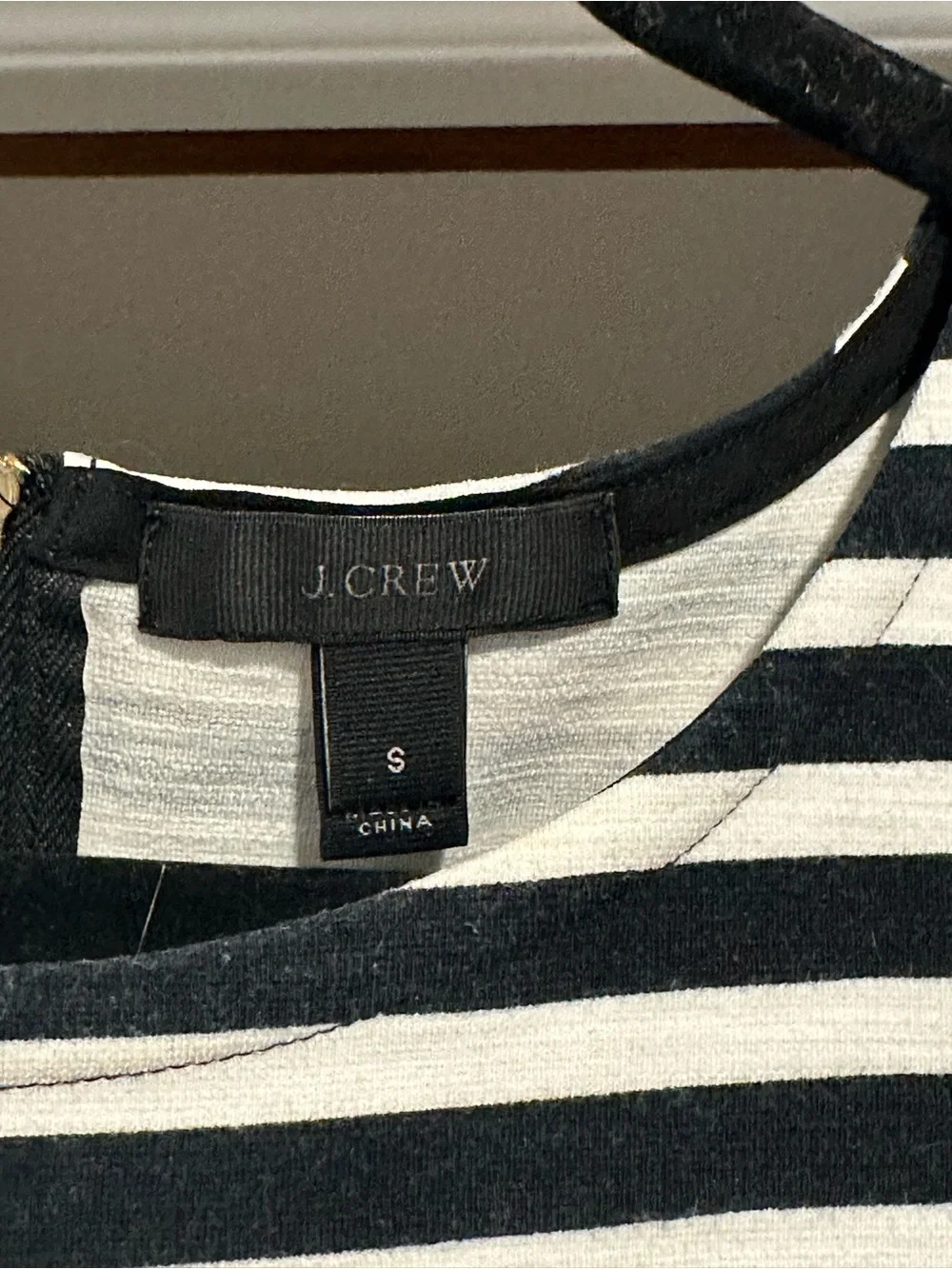 J. Crew Black and White Striped Short-Sleeve Shift Dress